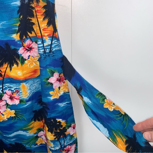 Tropical Blue Floral Midi Dress - Picture 4 of 9
